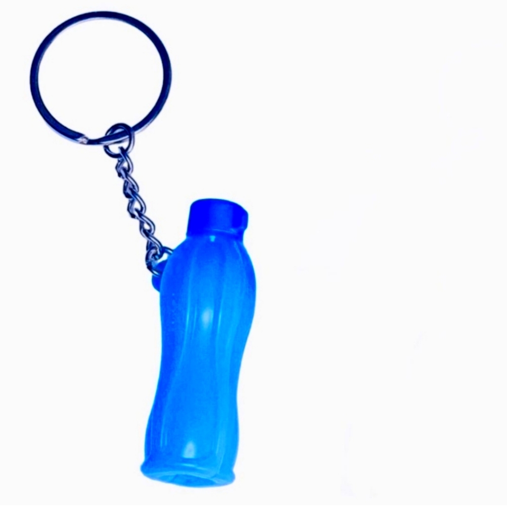 TUPPERWARE Mini Eco Water Bottle Keychain - Dark Blue Collectables Keyring Party